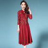 ZY-Q5246新款婚礼婚宴妈妈装礼服2019秋装国风端庄大气水滴领假两件连衣裙 商品缩略图0