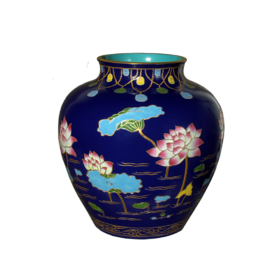 粉彩仿珐花荷花纹罐