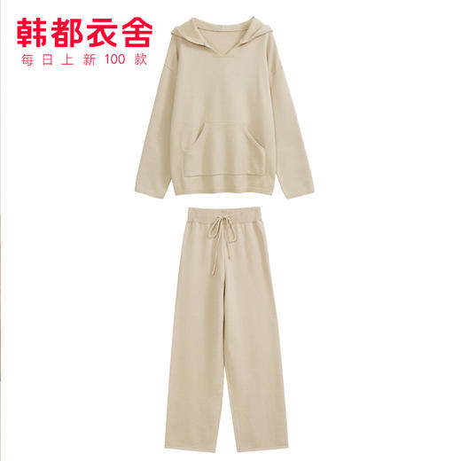 韩都衣舍2019秋装新款女装韩版针织两件套连帽时尚套装JM9964蒖 商品图3