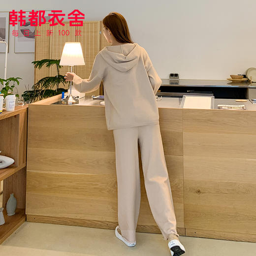 韩都衣舍2019秋装新款女装韩版针织两件套连帽时尚套装JM9964蒖 商品图1