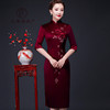 上海旗袍厂LHS-L9080绣花妈妈装婚宴婚庆旗袍喜婆婆婚礼喜事丈母娘旗袍裙 商品缩略图1