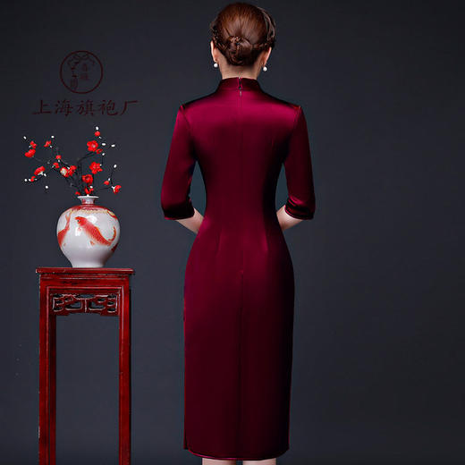 上海旗袍厂LHS-L9080绣花妈妈装婚宴婚庆旗袍喜婆婆婚礼喜事丈母娘旗袍裙 商品图6