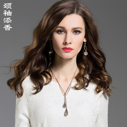 PN0001A颈袖添香女式新款水晶吊坠饰品 连衣裙配饰女 时尚工装项链毛衣链PN0001A 商品图0