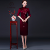 上海旗袍厂LHS-L9080绣花妈妈装婚宴婚庆旗袍喜婆婆婚礼喜事丈母娘旗袍裙 商品缩略图0