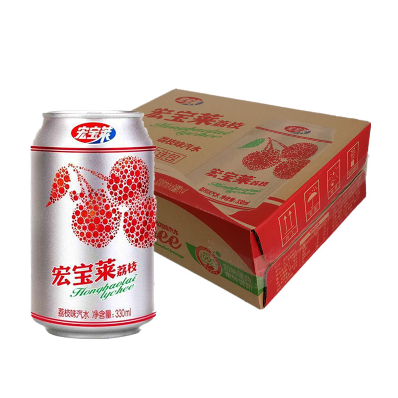 宏宝莱荔枝味汽水330ml*24罐 整箱(两种包装随机发货)