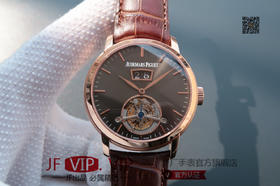 爱彼 最新款真陀飞轮 大日历窗 意大利小牛皮，42mm，手动真海鸥陀飞轮机芯，稳定可靠，值得拥有。