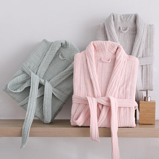 RR-13659新品长款家居服六层纱布毛巾料浴袍 商品图0