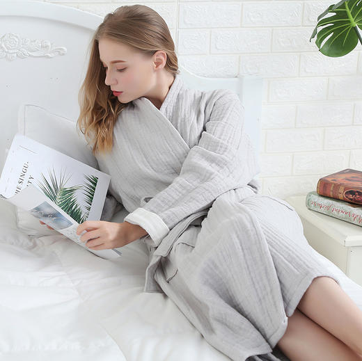 RR-13659新品长款家居服六层纱布毛巾料浴袍 商品图1