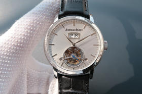 爱彼 最新款真陀飞轮 大日历窗 意大利小牛皮，42mm，手动真海鸥陀飞轮机芯，稳定可靠，值得拥有。