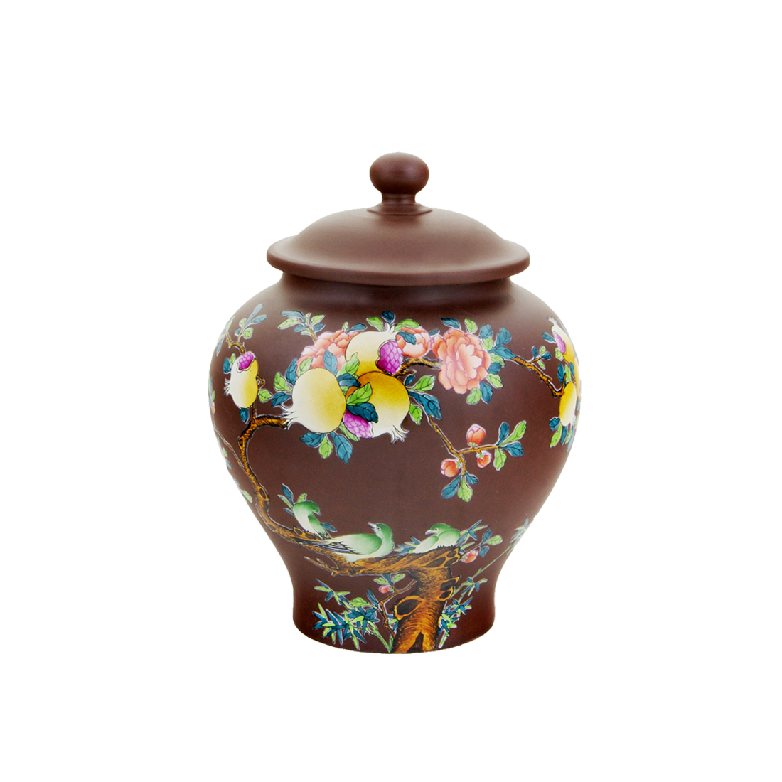 紫砂珐琅彩将军茶叶罐