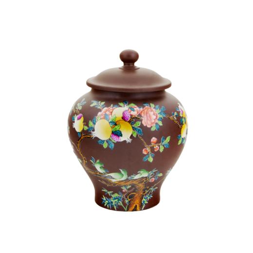 紫砂珐琅彩将军茶叶罐 商品图0