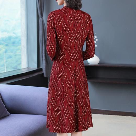 GZM-aryg9908秋装新品高端优雅连衣裙女中长款过膝气质V领长裙 商品图4