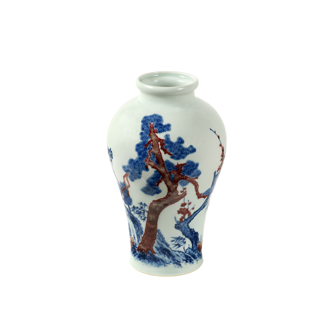 青花釉里红梅瓶
