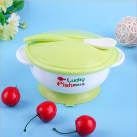 。【儿童餐具】*宝宝学吃饭训练碗勺套装防滑防摔婴儿辅食儿童带盖喂养餐具吸盘式