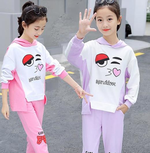 【童装】撞色连帽卫衣长裤洋气套装潮 商品图1