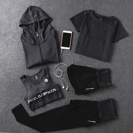 瑜伽服五件套装运动健身休闲运动服休闲假两件裤 商品图5