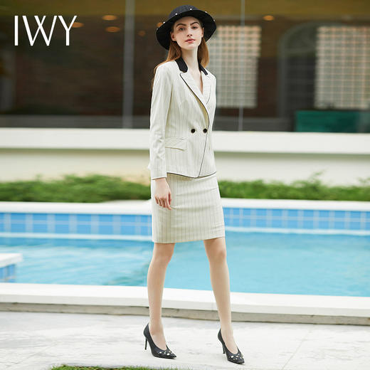 IWY/白色条纹西装套裙日常通勤职业休闲装CS616 商品图0