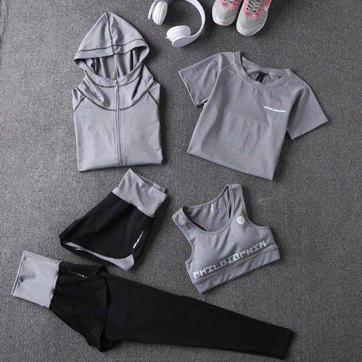 瑜伽服五件套装运动健身休闲运动服休闲假两件裤 商品图4