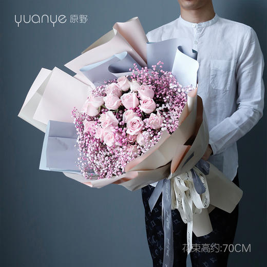 19朵粉玫瑰满天星花束 商品图0