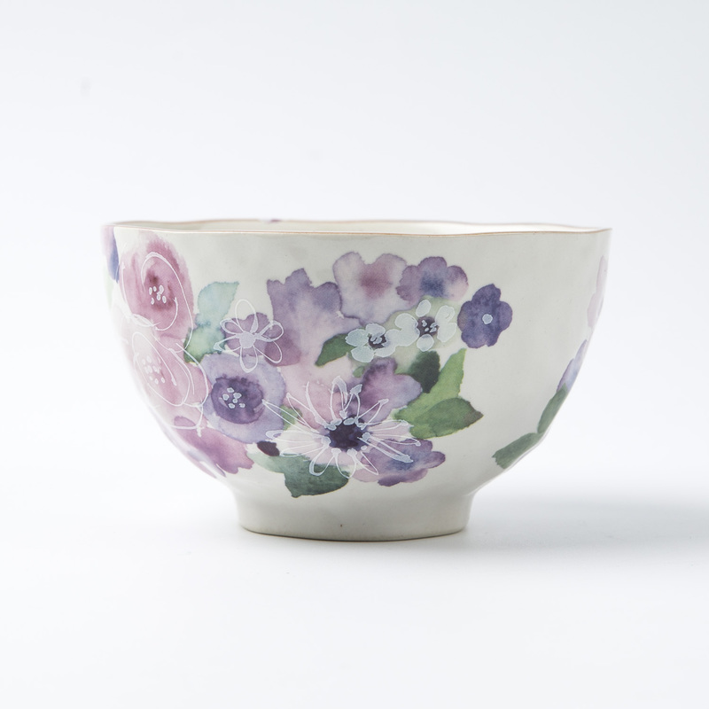 日本原产ceramic 蓝美浓烧米饭碗陶瓷碗餐具花工房1个装