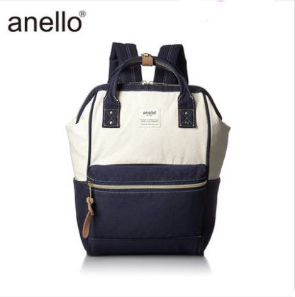【一般贸易】anello日本离家出走妈妈包乐天防盗防水大容量书包B0935B 蓝白拼接中号 商品图1