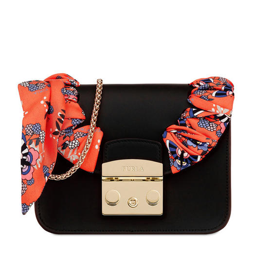 【香港直邮】FURLA 芙拉 女士黑色皮革单肩斜挎包 942073 商品图0