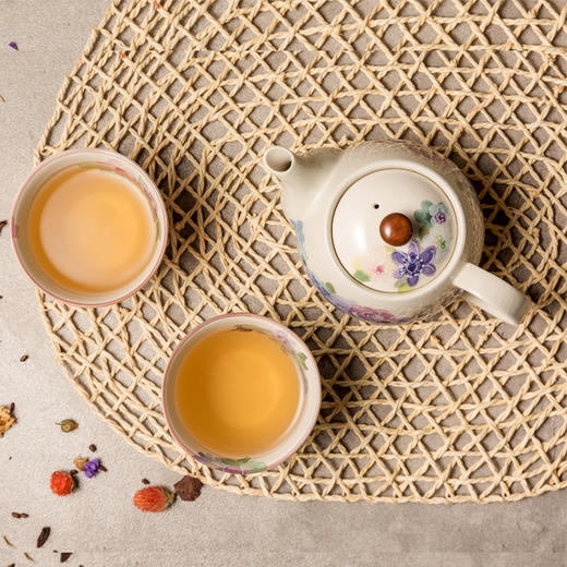 日本原产ceramic 蓝美浓烧茶壶茶杯一壶两杯套装花工房 商品图4
