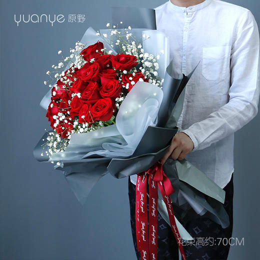 19朵红玫瑰满天星花束 商品图0