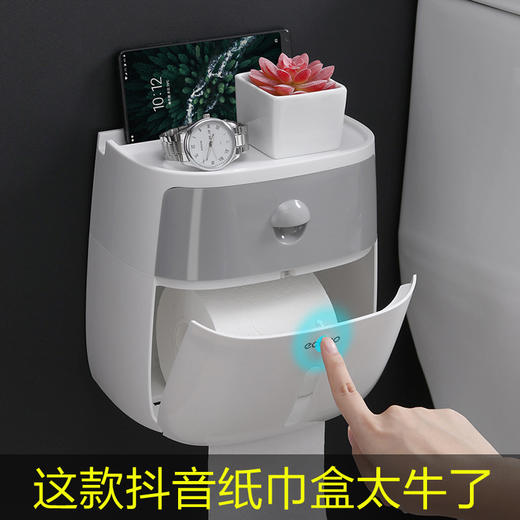 ZZBH-E1804双层纸巾盒置物架卫生间厕所纸盒 商品图0