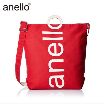 【一般贸易】anello日本潮流大logo棉质帆布两用手提包单肩包S0061红布白字 商品图1