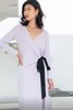 AtelierMissLu / Winifred 浅熏紫裹身系带羊绒连身裙 商品缩略图1