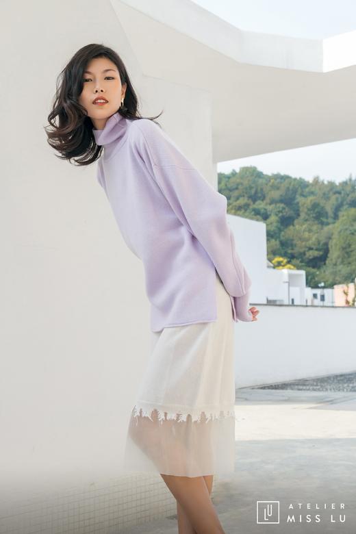 AtelierMissLu / Yvette 奶绵白下摆拼纱羊绒吊带裙 商品图3