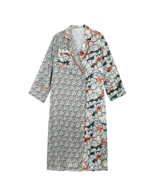 「宇宙游园」/THE FABRIC UNION 女士真丝印花长睡袍 "星河谷" 商品图3