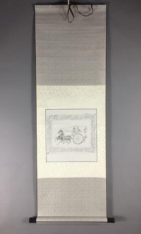 【文创系列】原拓挂轴车马人汉砖拓片