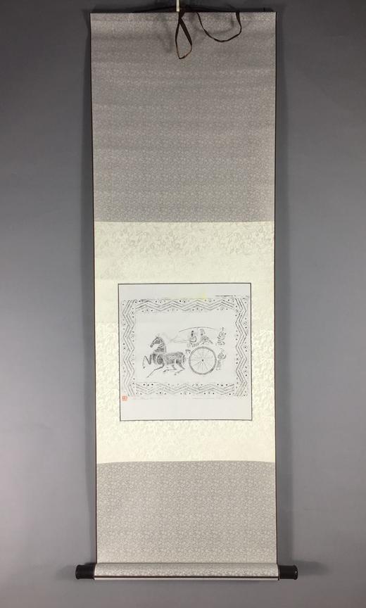 【文创系列】原拓挂轴车马人汉砖拓片 商品图0