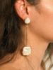 Hoba Drop Earrings - Gold/White -D7:D8 Pair 商品缩略图0