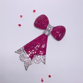 「蝴蝶结」隐形镶嵌红宝石钻石胸针