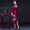 上海旗袍厂LHS-L808立体绣花妈妈装婚宴婚礼加厚旗袍裙2019新款秋冬季 商品缩略图1