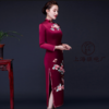 上海旗袍厂LHS-L808立体绣花妈妈装婚宴婚礼加厚旗袍裙2019新款秋冬季 商品缩略图6