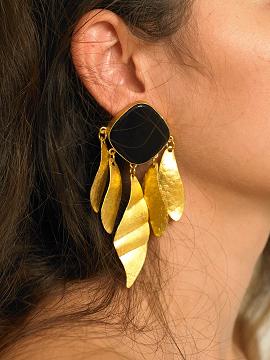Indra Earrings - Gold/Black- Pair 商品图0