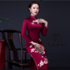 上海旗袍厂LHS-L808立体绣花妈妈装婚宴婚礼加厚旗袍裙2019新款秋冬季 商品缩略图2