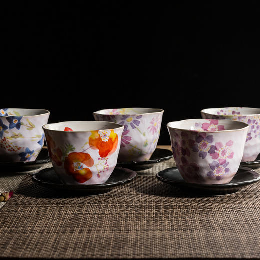 日本原产AITO抚松庵系列美浓烧陶瓷茶杯托茶具5件套 商品图1