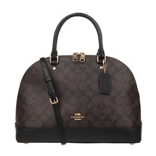 【美国直邮】COACH 蔻驰 女士棕色PVC手提斜挎贝壳包 F27584IMAA8 商品图0