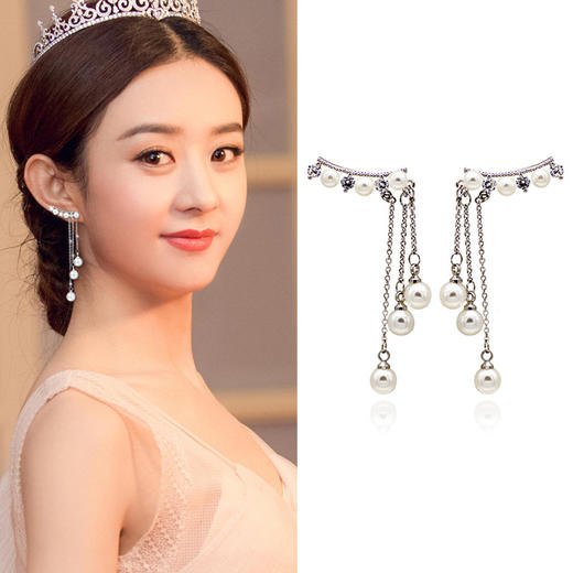 RN-B617外星女生柴小七仿珍珠流苏耳钉 商品图1
