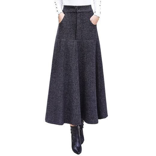 XTH-复古条纹长裙高腰大摆A字裙 商品图4
