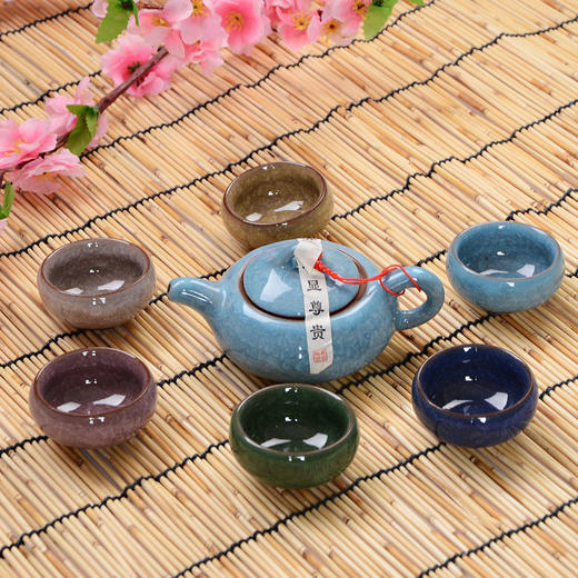 整套一壶六杯冰裂茶具套装居家日用商务礼品餐饮用具冰裂茶具 商品图3