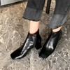 QQJ-JW-711         秋季新款方头粗跟时尚真皮时装靴侧拉链纯色百搭短筒靴 商品缩略图0
