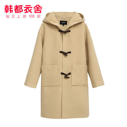 韩都衣舍2020冬装新款韩版中长款牛角扣毛呢外套女GE00140甦0920 商品图4