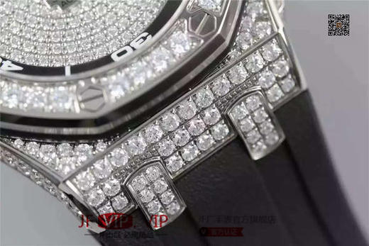 N爱彼15703满钻终极V8版！外壳为316L精钢并手工镶嵌锆石，锆石仅次于钻石的亮度！男表，不透底，全自动机械机芯，硅胶表带！ 商品图7