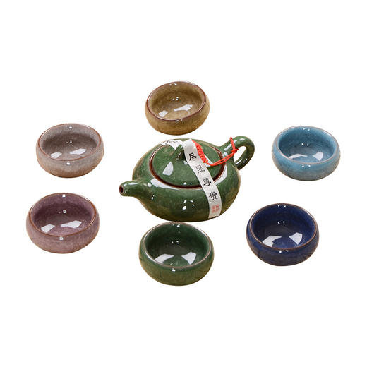 整套一壶六杯冰裂茶具套装居家日用商务礼品餐饮用具冰裂茶具 商品图4